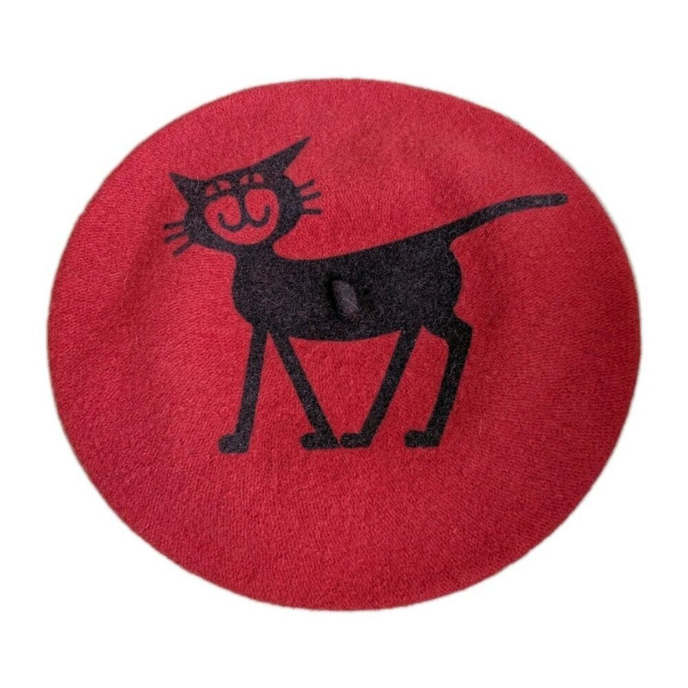 Kattinatt Red Cat Cute Kitten Beret Cotton Wool ? Soft